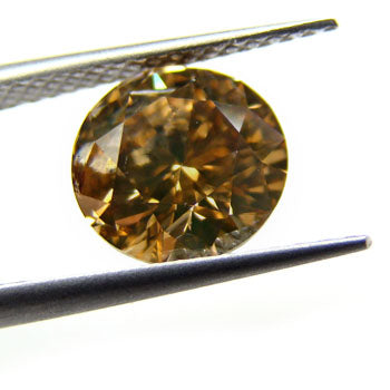 2.01ct Round, Fancy Deep Yellow Brown Diamond