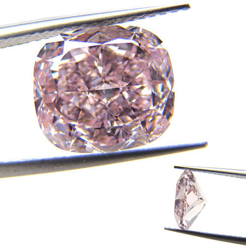 4.03ct Cushion, Fancy Purplish Pink Diamond Ring (4.92tcw), Flawless - GIA