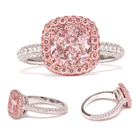 2.25ct Cushion, Fancy Light Purplish Pink Diamond Ring, VVS1 - GIA