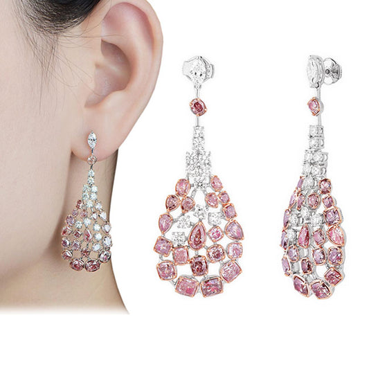 10.02ct Multishape, Pink Diamond Peacock Earrings