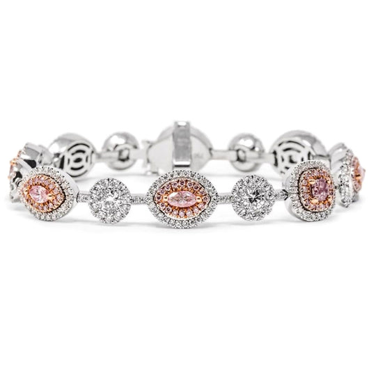 6.19tcw Multishape, Pink Diamond Bracelet - GIA