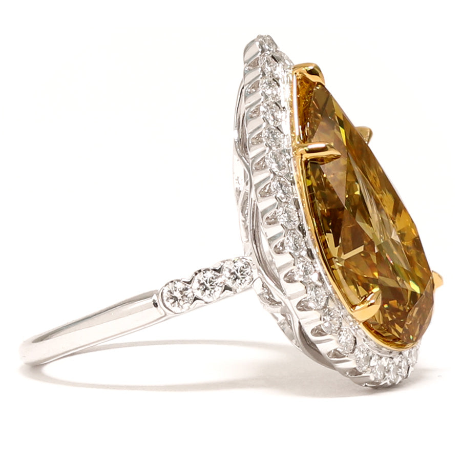 8.39ct Pear Shape, Fancy Deep b. Yellow Diamond Ring (9.24tcw), VS2 - GIA