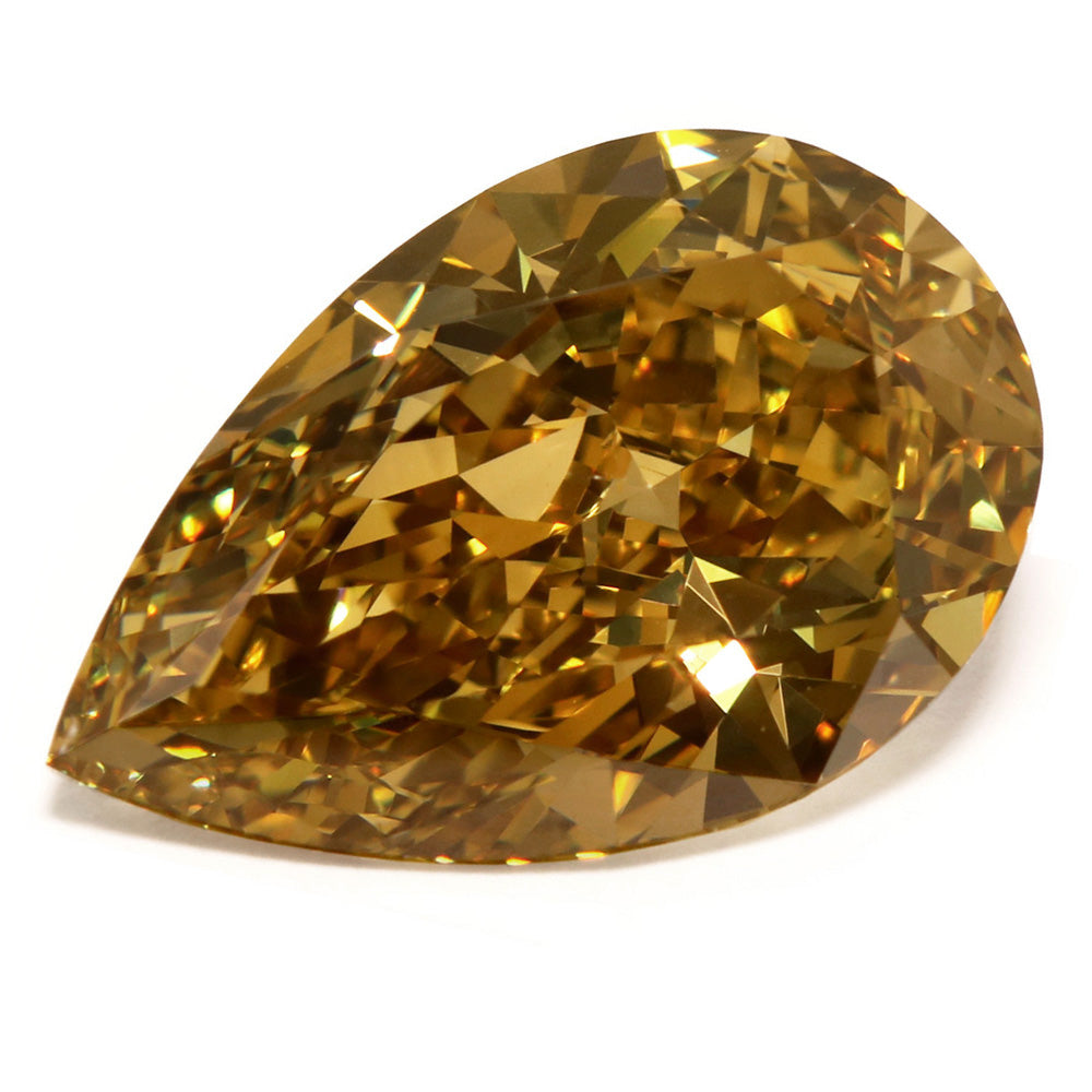 8.39ct Pear Shape, Fancy Deep b. Yellow Diamond Ring (9.24tcw), VS2 - GIA
