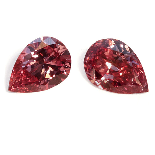 0.51ct Pear Shape, Fancy Deep Pink Diamond (Pair) - GIA