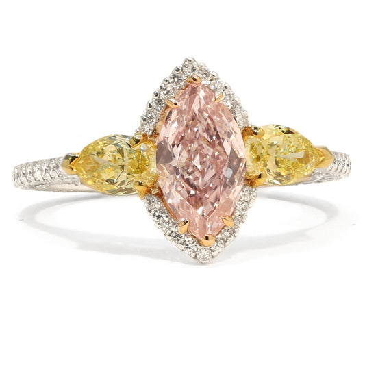 1.10ct Marquise, Fancy Orangy Pink Diamond, Flawless - GIA
