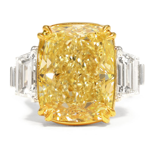 15.02ct Cushion, Fancy Yellow Diamond Ring (16.78tcw), VS2 - GIA