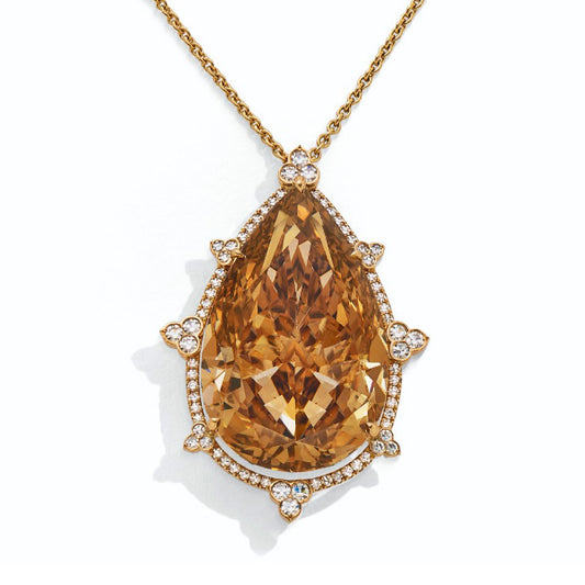 Pear Shape, Fancy Brown Orange Diamond Necklace