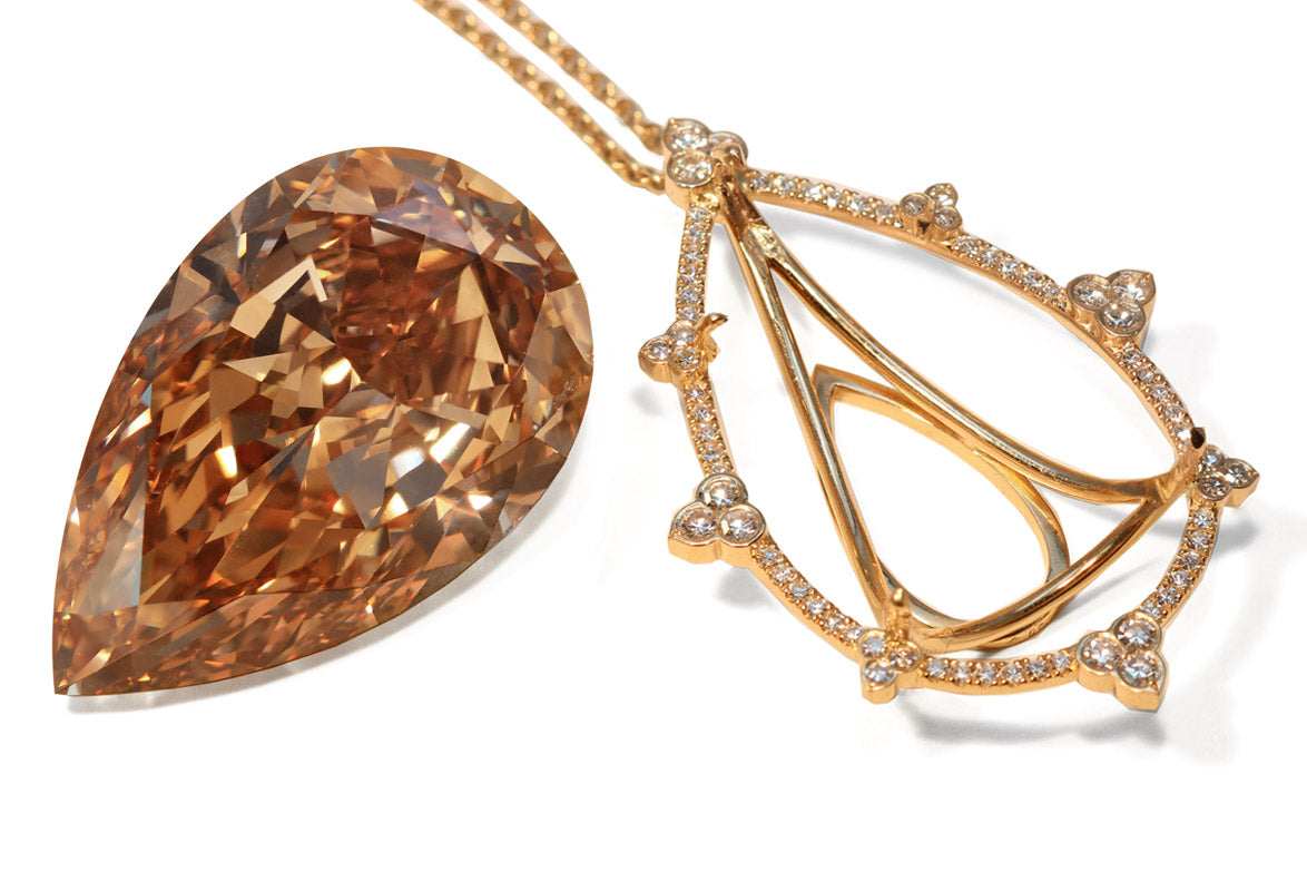 80ct Pear Shape, Fancy Brown Orange Diamond, VS2 - GIA