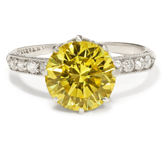 Round Brilliant, Fancy Vivid Yellow Diamond (Zimmi)