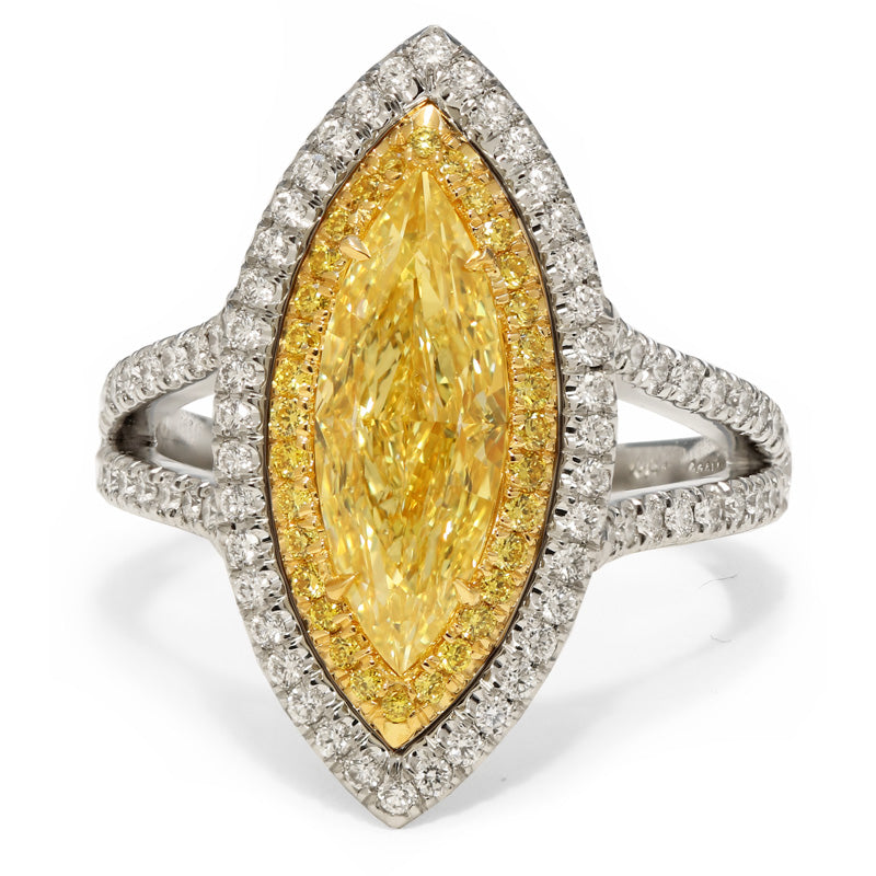 Marquise, Fancy Intense Yellow Diamond Ring