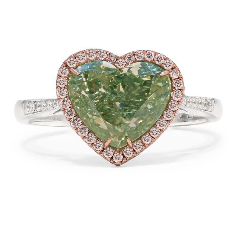 Heart Shape, Green Diamond Ring