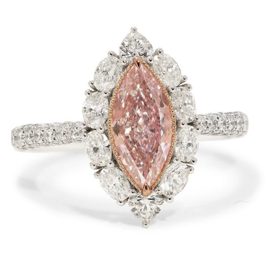 1.05ct Marquise, Light Pink Diamond Ring, VS2 - GIA