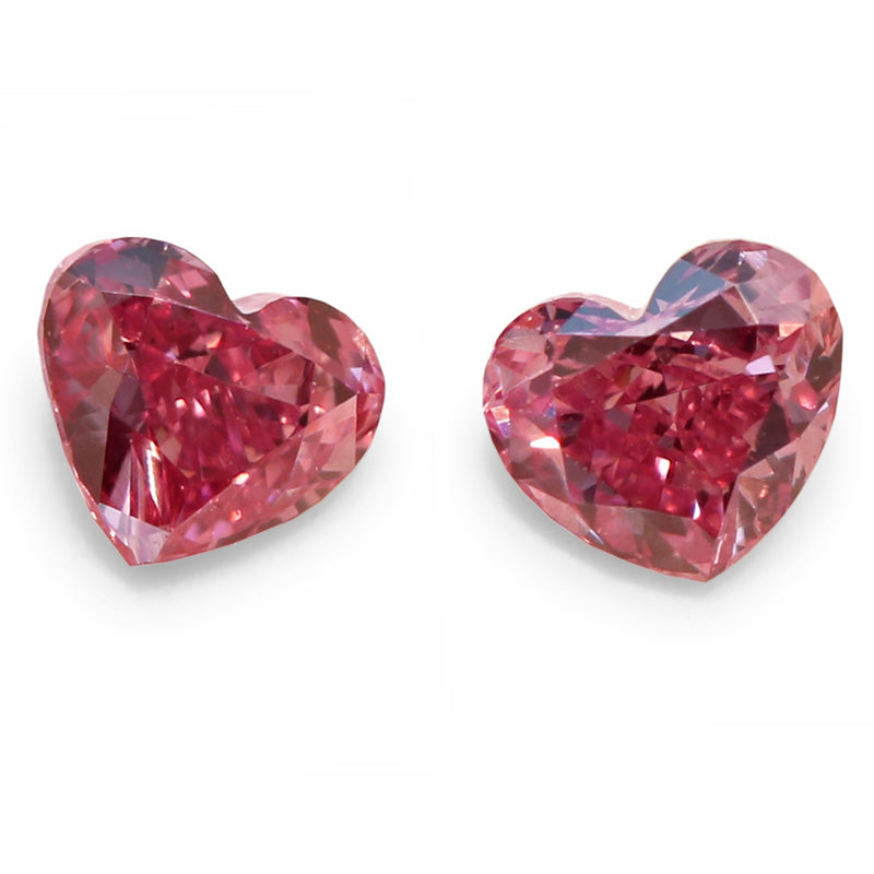 Heart Shape, Fancy Vivid Purplish Pink Diamond (Pair)