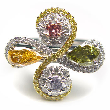 View 1.01ct Mix Color and Shape Flower Ring