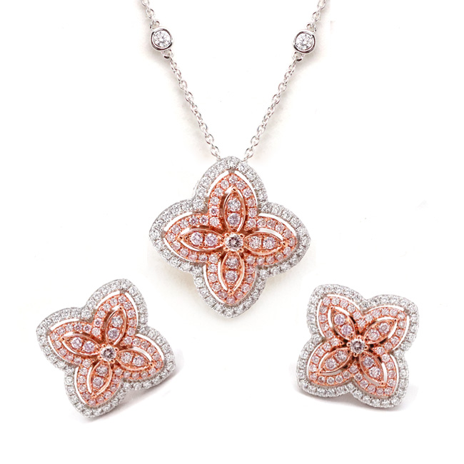 View Pink and White Diamond Jewelry Set