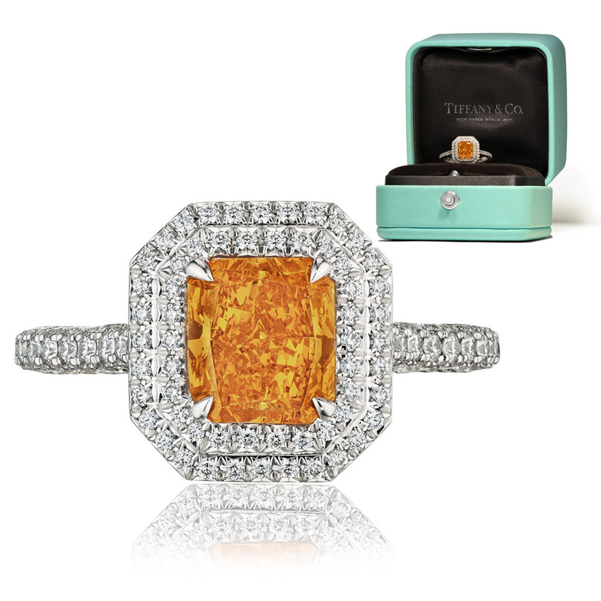 View 1.01 ct. Radiant FANCY VIVID ORANGE (Signed by Tiffany & Co.)