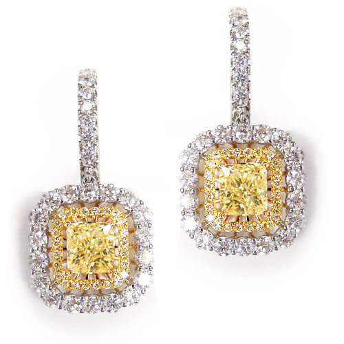 View 1.58ct Fancy Yellow Diamond Earrings